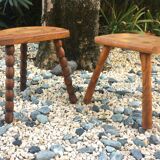 2 vintage tripod stools