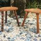 2 vintage tripod stools
