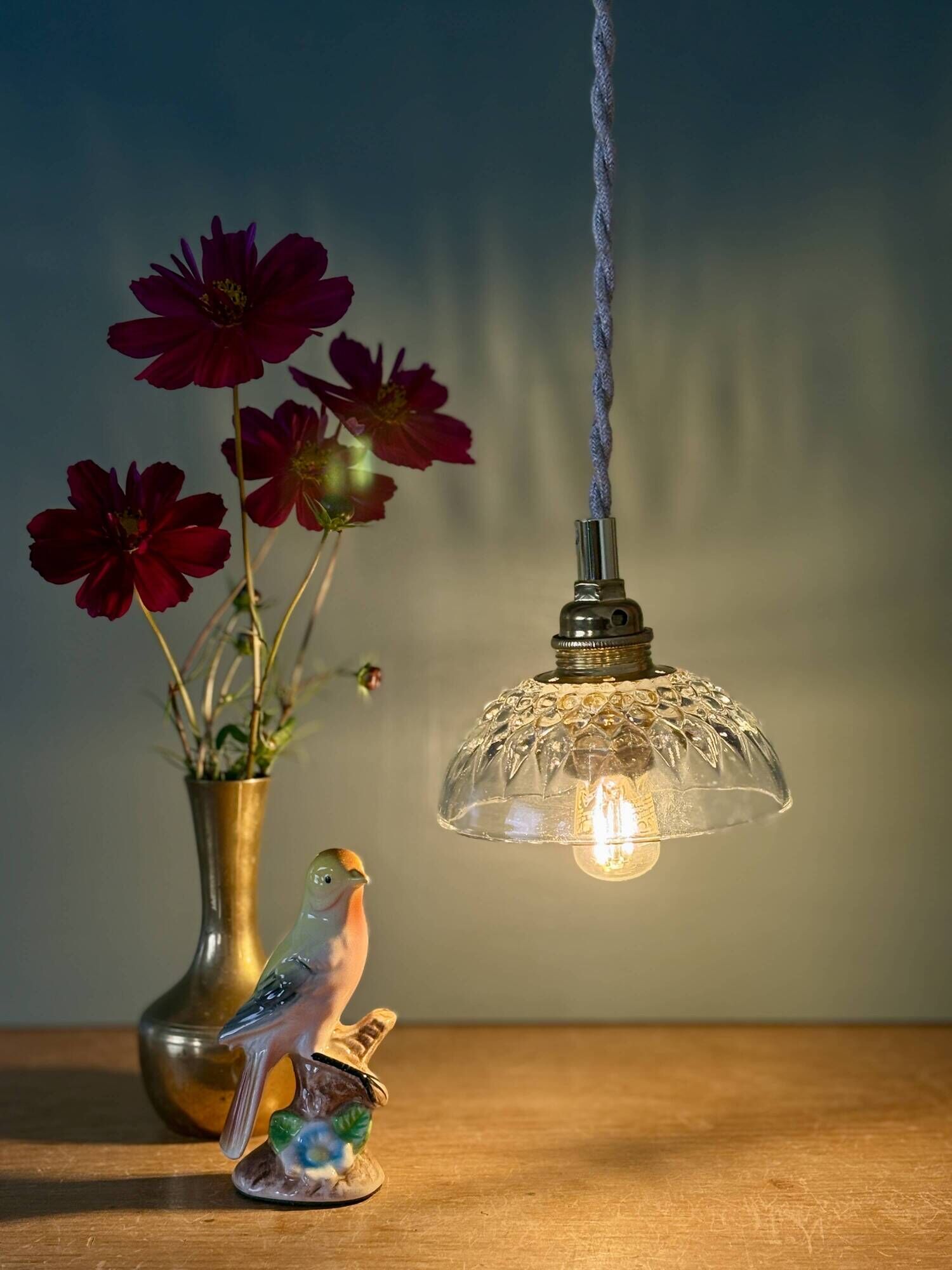 Vintage glass pendant light - tableware collection (UD1)