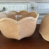 Pair of vintage jute lampshades