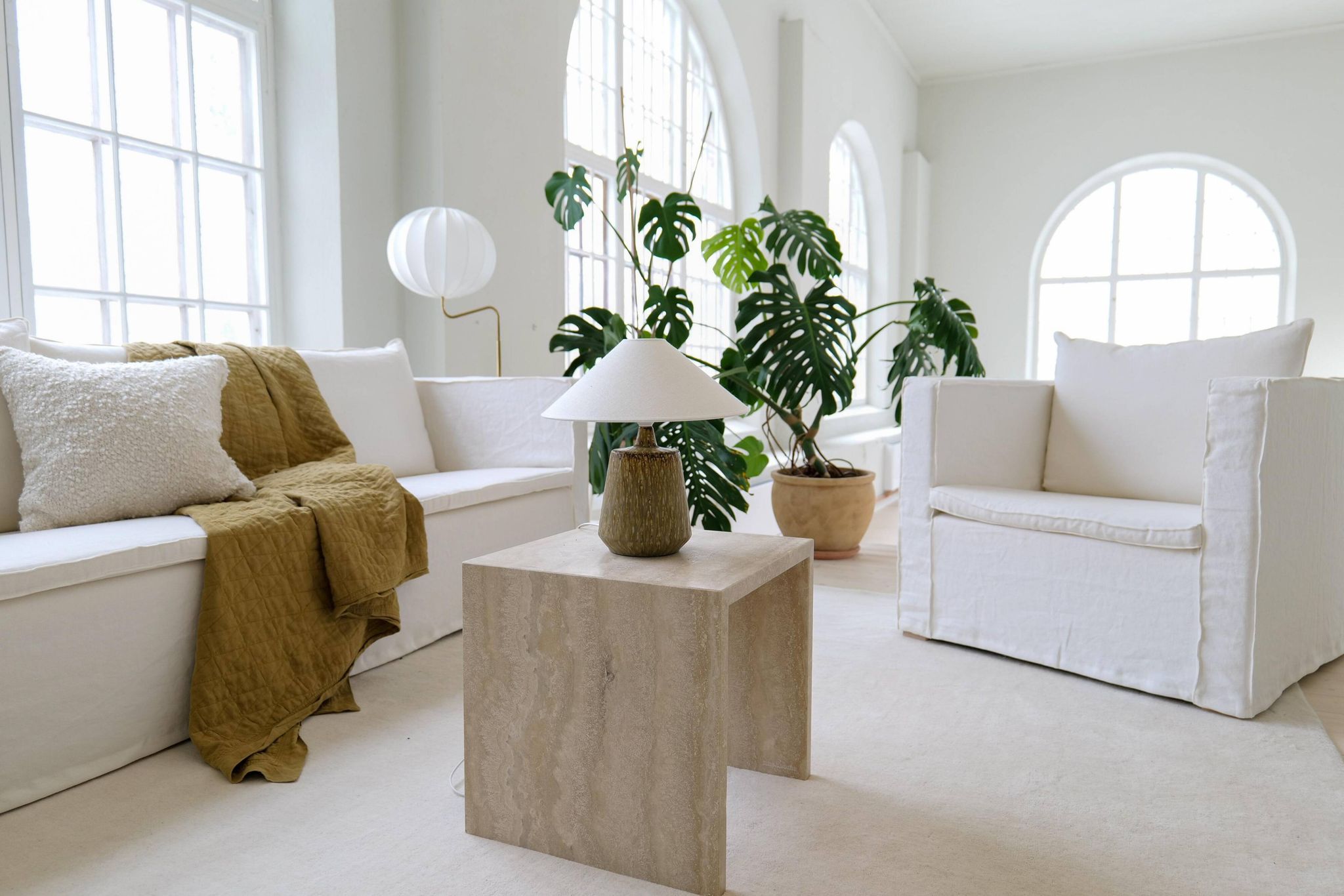 Mid-century ceramic table lamp in earth tones by Gunnar Nylund, Rörstrand, Sweden.