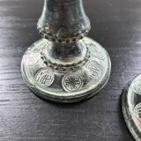 Paire de bougeoirs en céramique verte