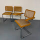 Set of 4 cane cantilever chairs and armchairs, Cesca, 1970s.