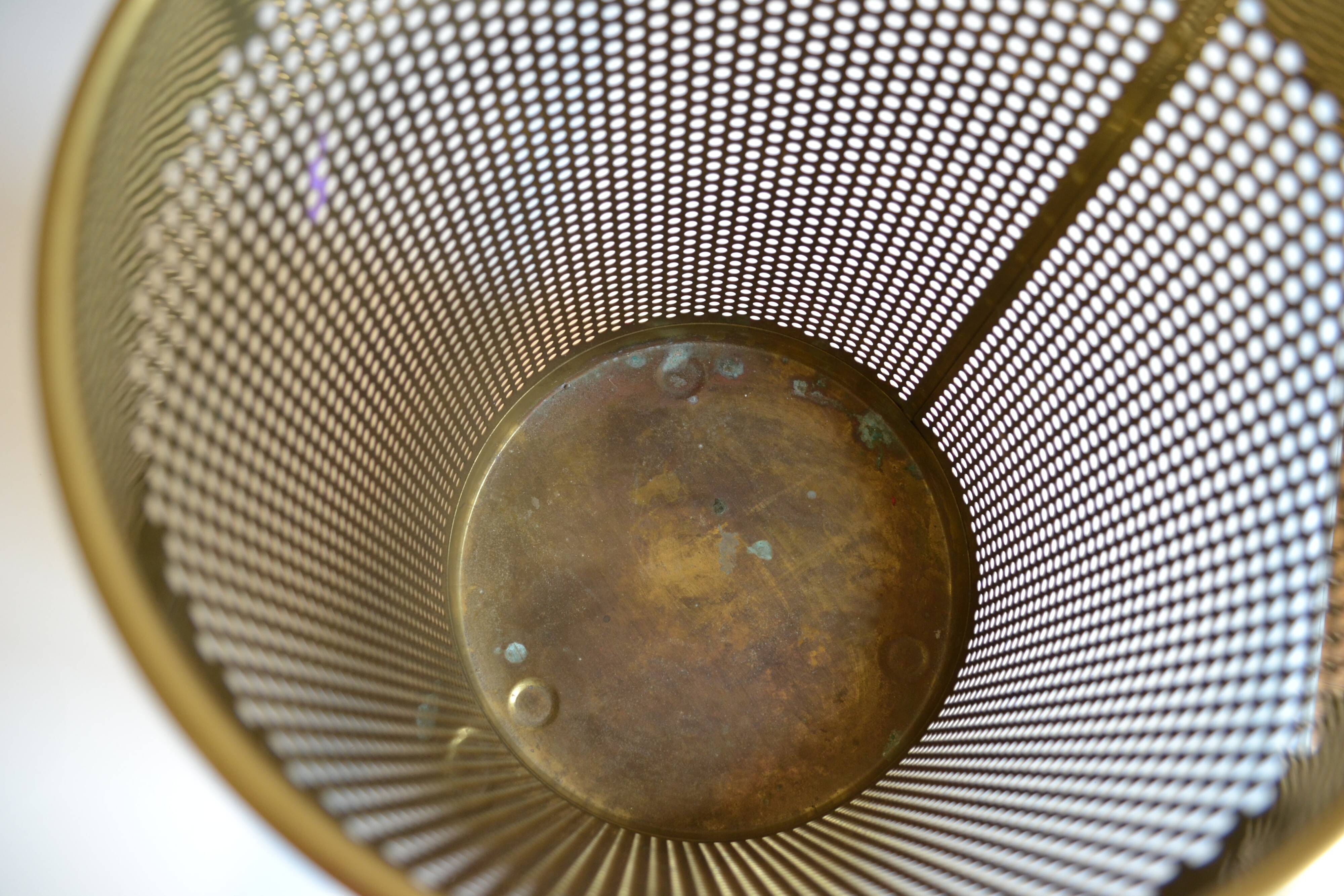 Postmodernist perforated brass wastepaper basket 1980 Memphis