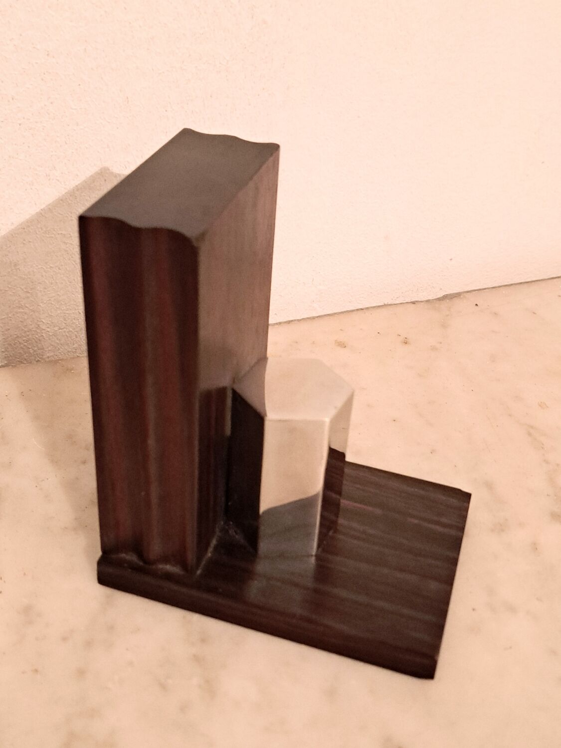 Art Deco pair of bookends in Macassar ebony.