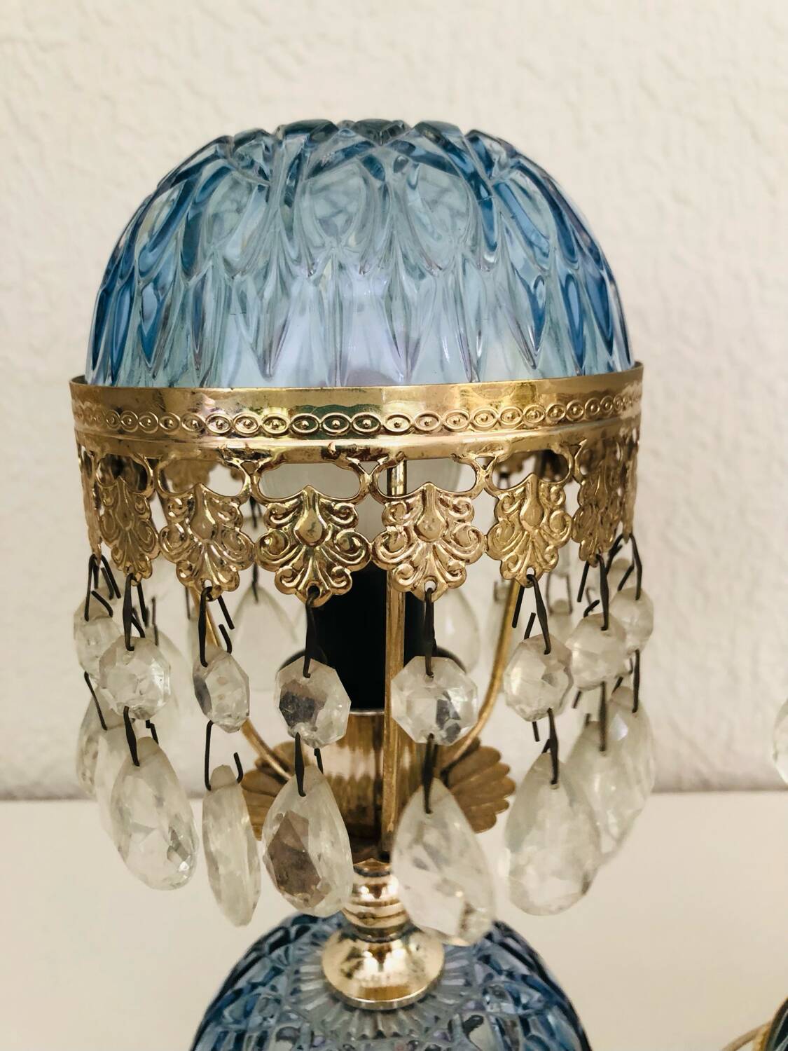 Paire de lampes en verre style Hollywood Regency, circa 1960