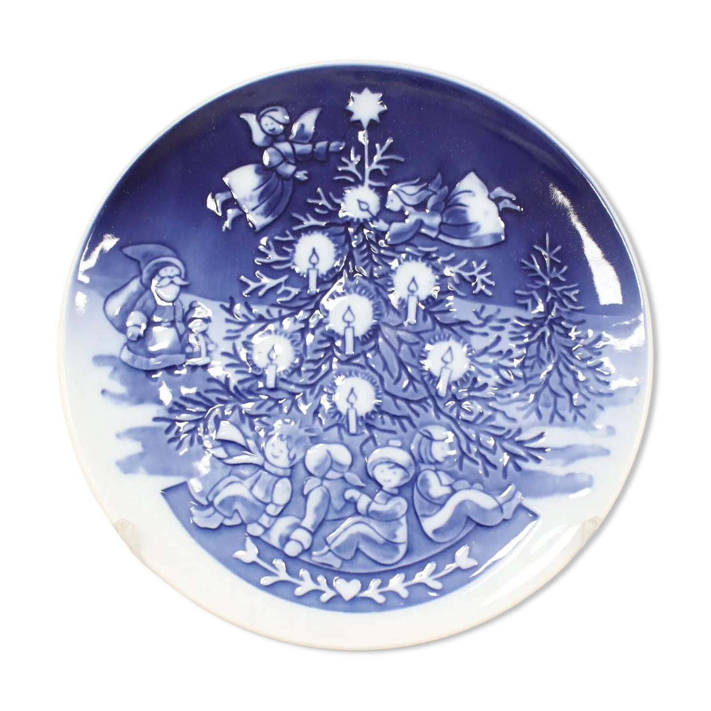Royal Copenhagen Christmas plate for children in blue porcelain 2003
