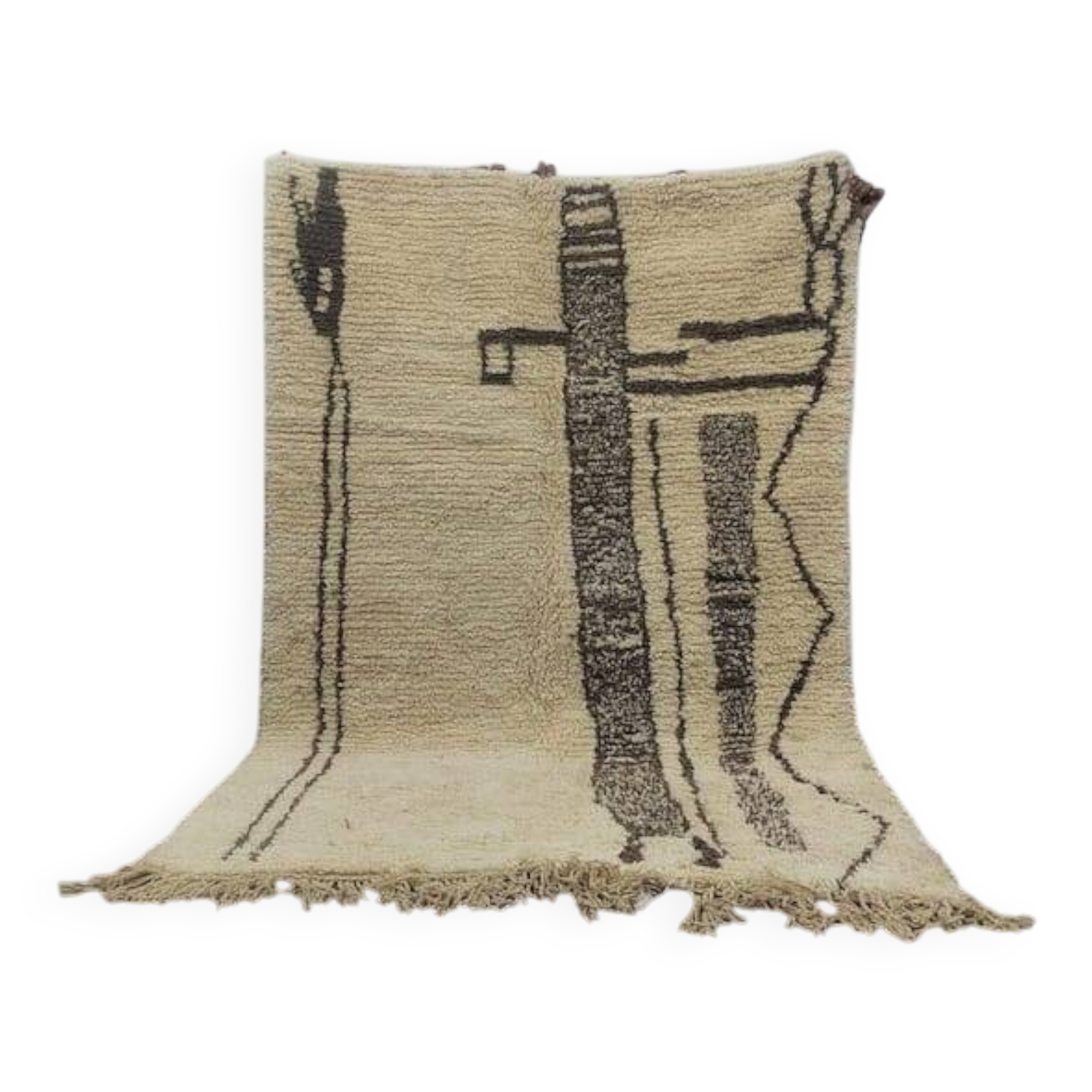 Traditional handmade natural wool Berber rug 2/3 m