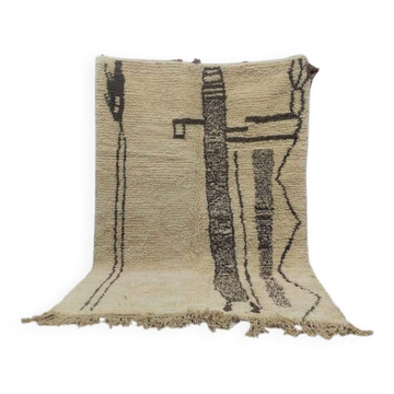 Tapis berbère en laine naturel traditionnelle fait main 2/3 m