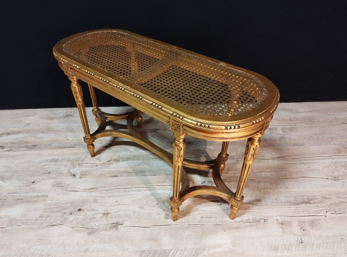 Piano bench cannée Louis XVI style in gilded wood