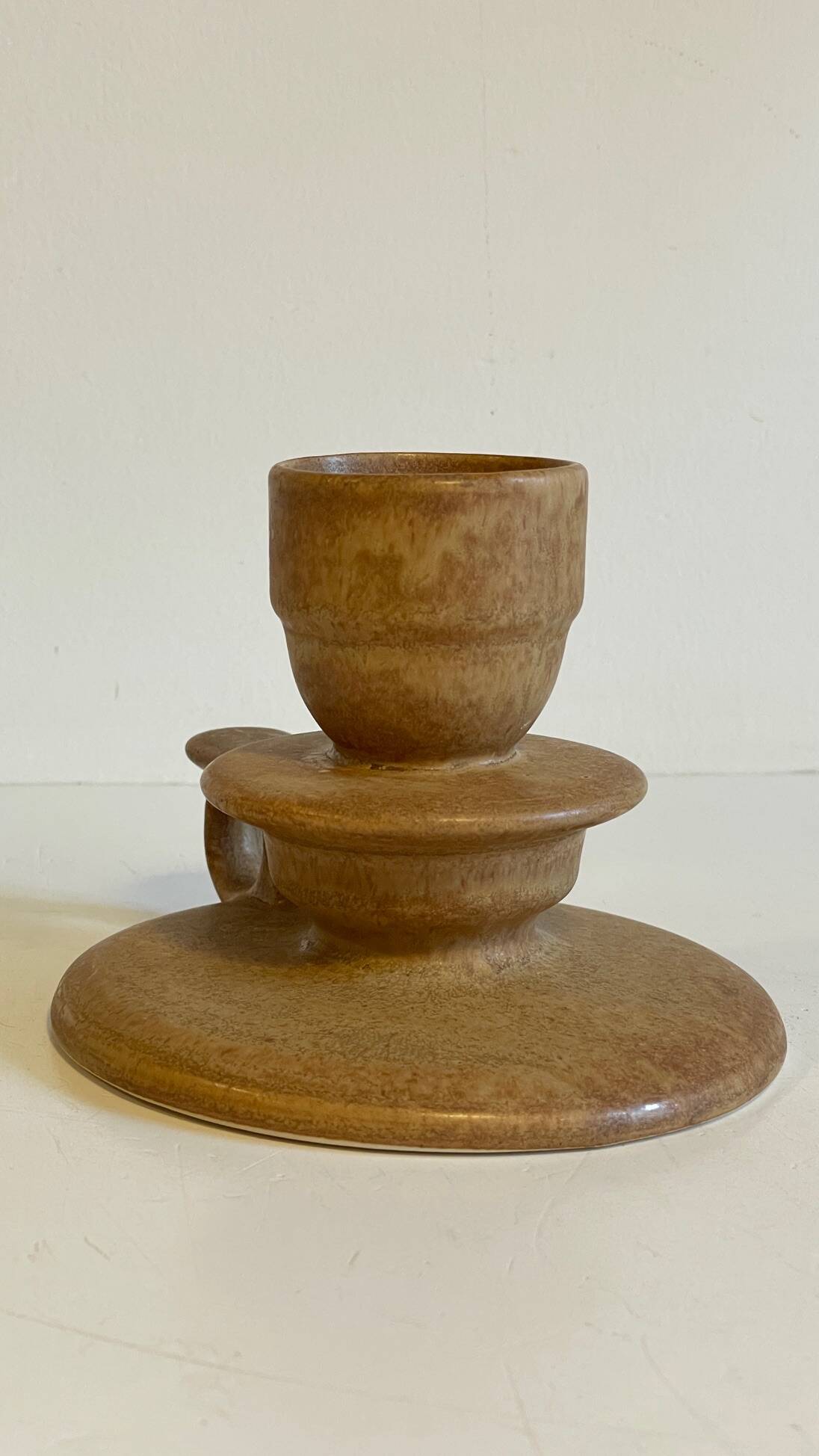 Geometric Hand CANDLE HOLDER Stoneware VINTAGE France