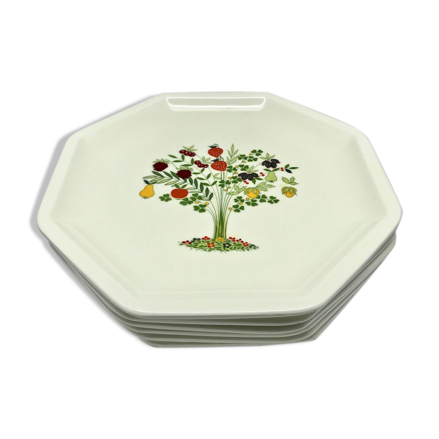 Set of six octagonal plates Ceramica Olympia