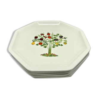 Set of six octagonal plates Ceramica Olympia