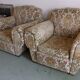 Paire de fauteuils club en tissu