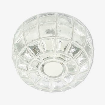 Minimalist Glass and White "Iron" Flush Mount or Ceiling Light from Limburg, Germany, 1960s
