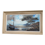 Oil on canvas, low tide, signed Le Dantec