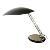 Modernist chrome desk table lamp and black metal bowl, Aluminor 1970 design