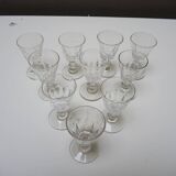 10 anciens verres à pied en cristal de style caton h10 cm