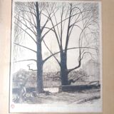 Paris Quai d'Orléans Etching Signed Jean Jules Dufour 1889 1973