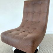 Fauteuil vintage pivotant en suède marron-esprit design années 60/70s