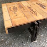 Vintage ceramic coffee table decorated with herbarium decoration Roger Capron