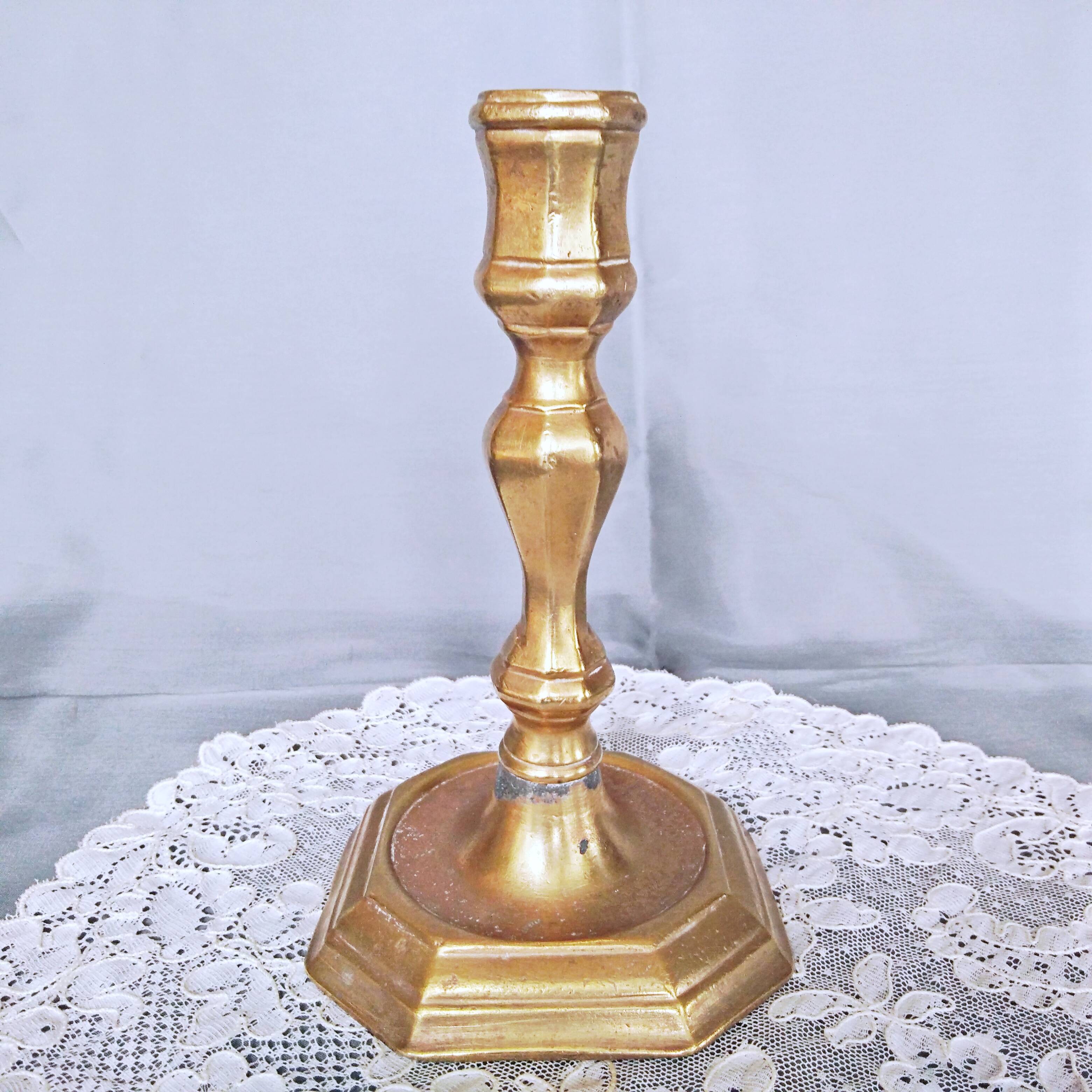 Gilt bronze candlestick with pierced bin 17th century