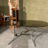 Smoked glass and chrome table circa 1970