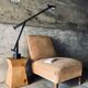 Armchair in wood and beige fabric, France 1940