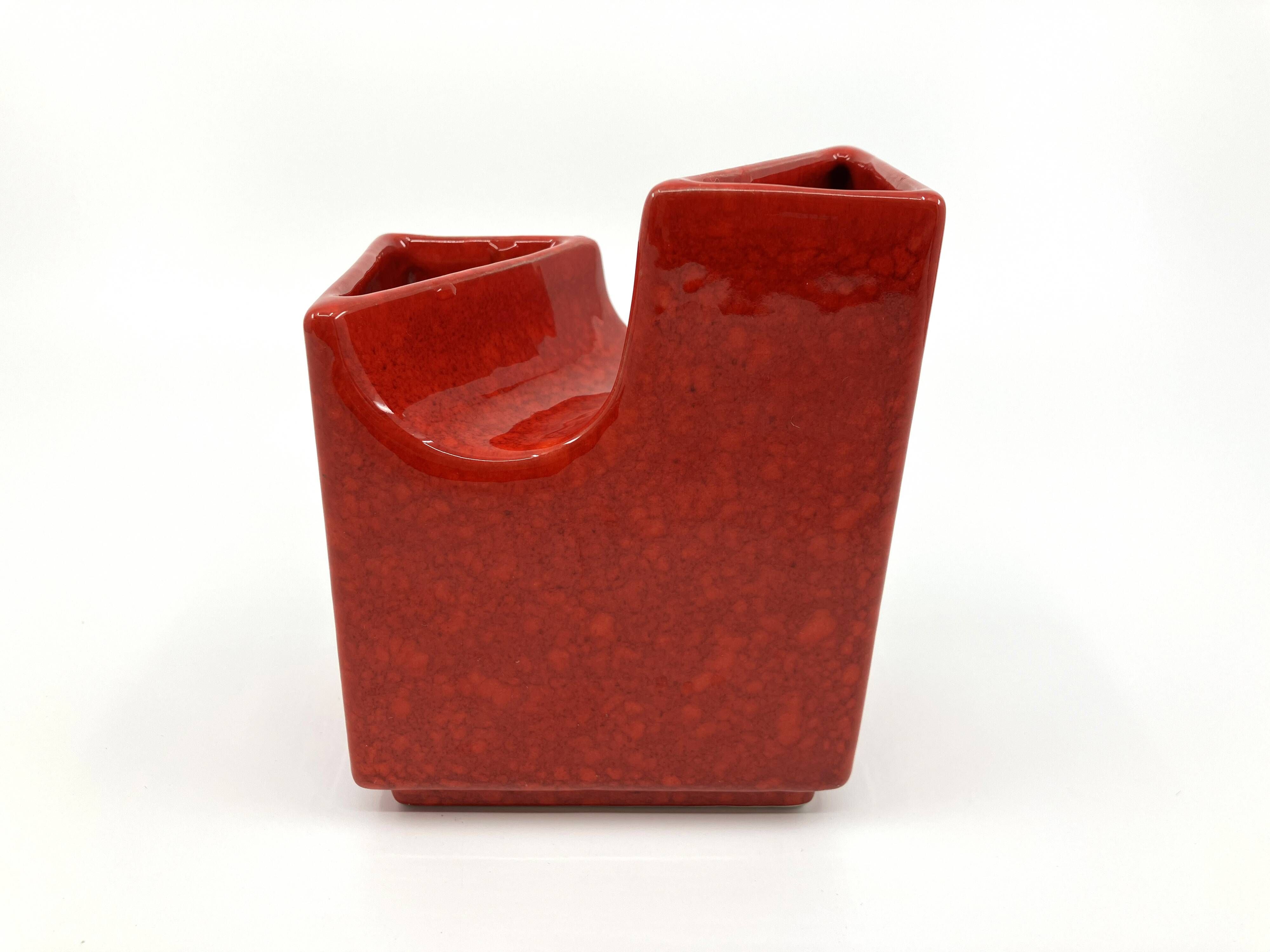 Vase with 2 necks by Roberto Rigon for Bertoncello • Italy • Circa 1970