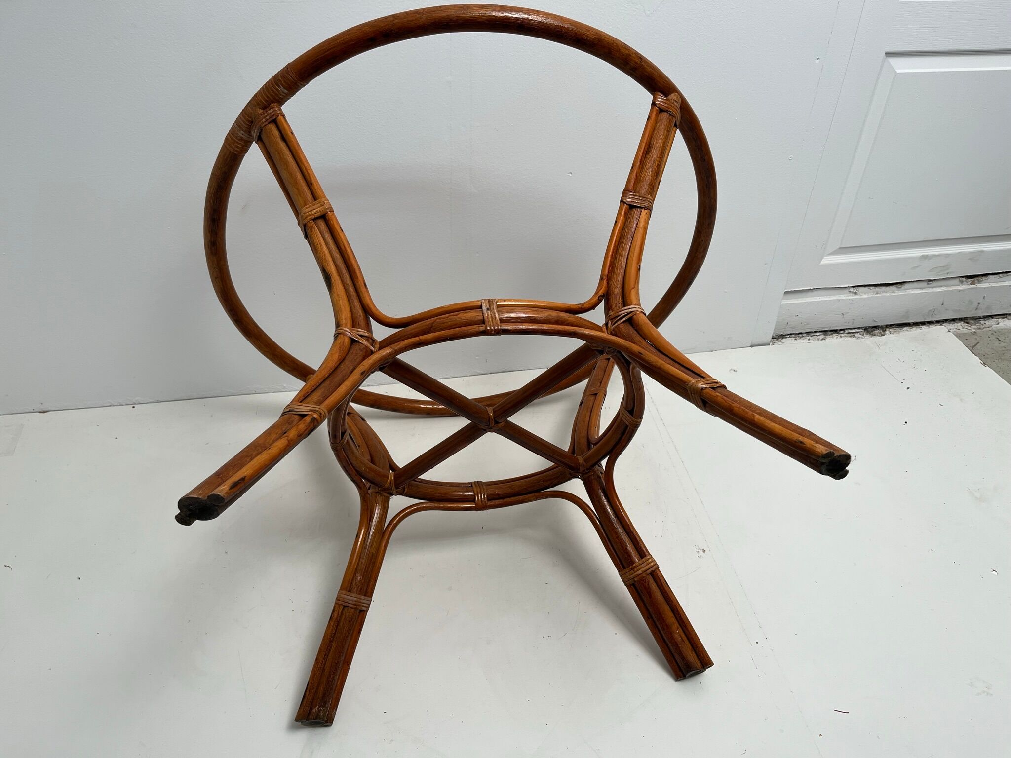 Vintage glass top rattan dining table