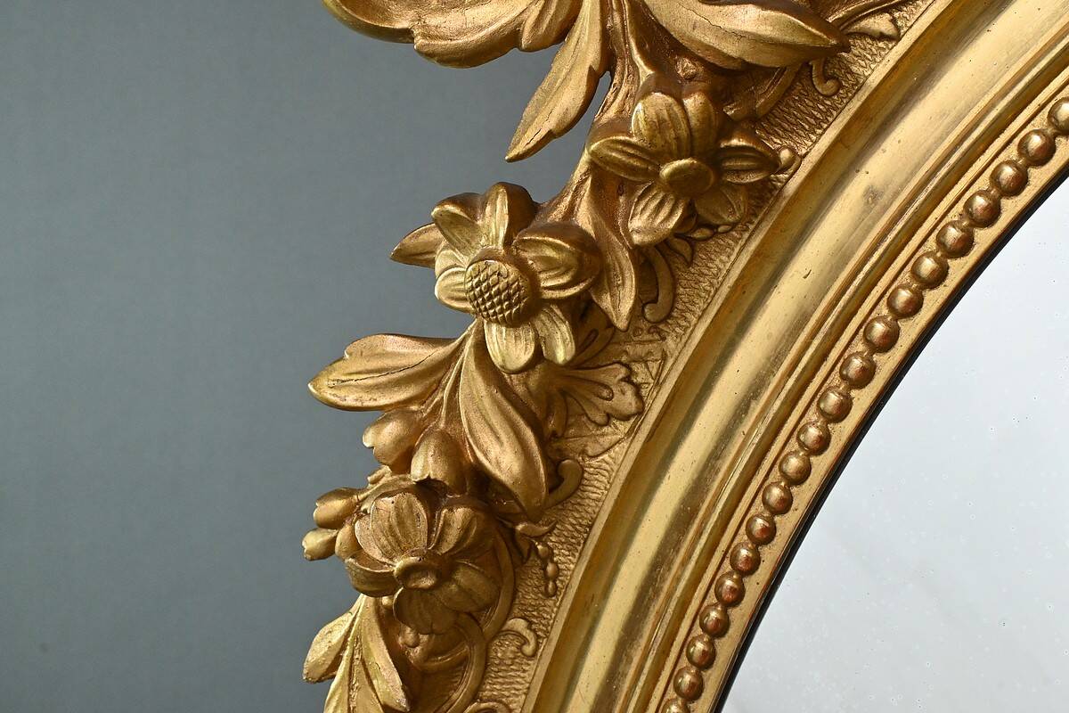 Large Gilded Wood Mirror, Louis XV Style – Part 2 of the 19th Century
