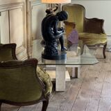 Brutalist Travertine Coffee Table by Willy Ballez