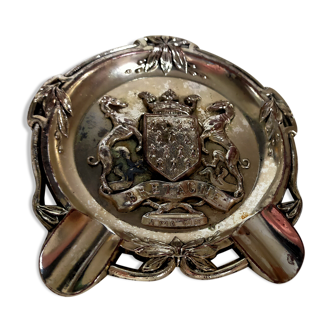 Ashtray in silver metal Breton coat of arms of Vannes