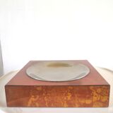 Cendrier placage bois et métal design années 70