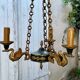 Lucien gau chandelier pendant lamp in bronze with swan decoration.