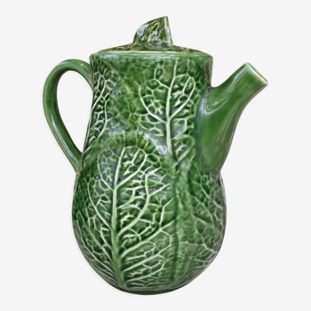 Slip coffee maker decorated with green cabbage. Made in Portugal. Very good condition.