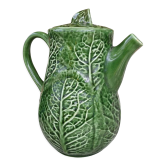Slip coffee maker decorated with green cabbage. Made in Portugal. Very good condition.