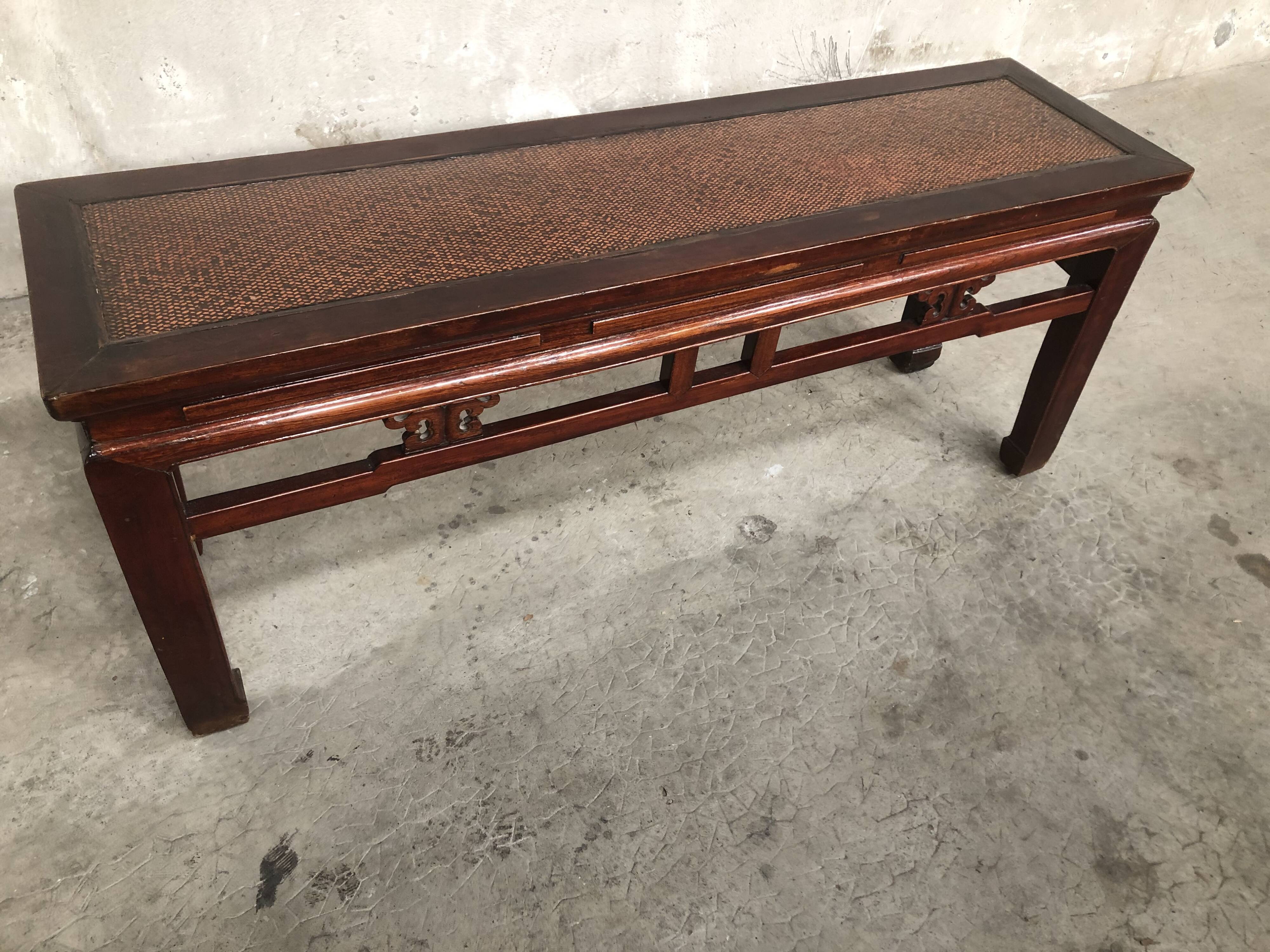 Asian style bench exotic wood 80s