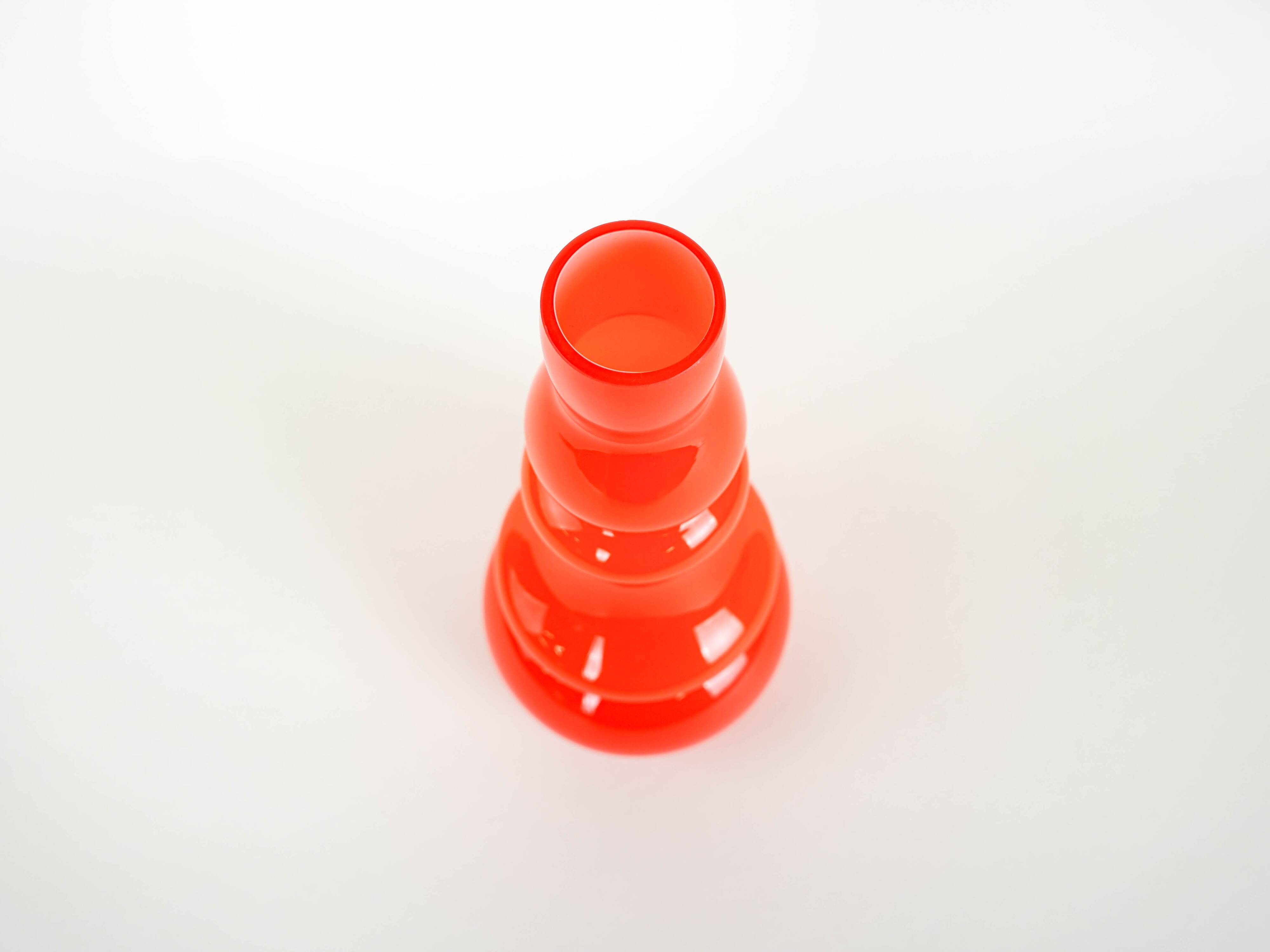 Orange glass vase, Danish design, 1960s, made in Denmark