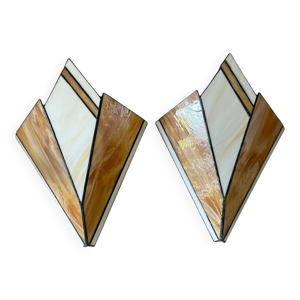 Paire d’appliques murales - style tiffany