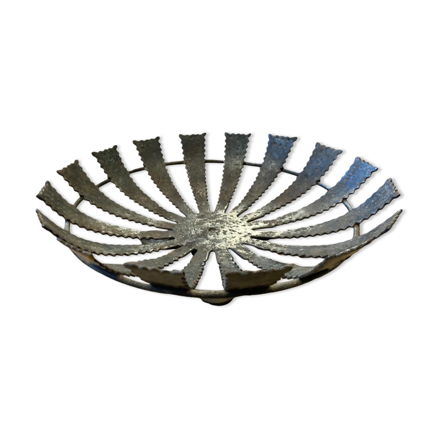 Large modernist brutalist iron basket