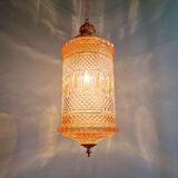 Large glass and brass suspension, lantern type, 1960.