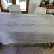 White tablecloth lace and embroidered linen, art deco, old