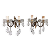 Pair of antique wall sconces in gilded bronze, Italy, 20th century