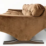Three-seater vintage velvet sofa in brown designed by Franz Sartori 1965.