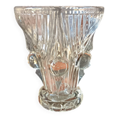 Vase transparent verre moulé pressé vintage 1950