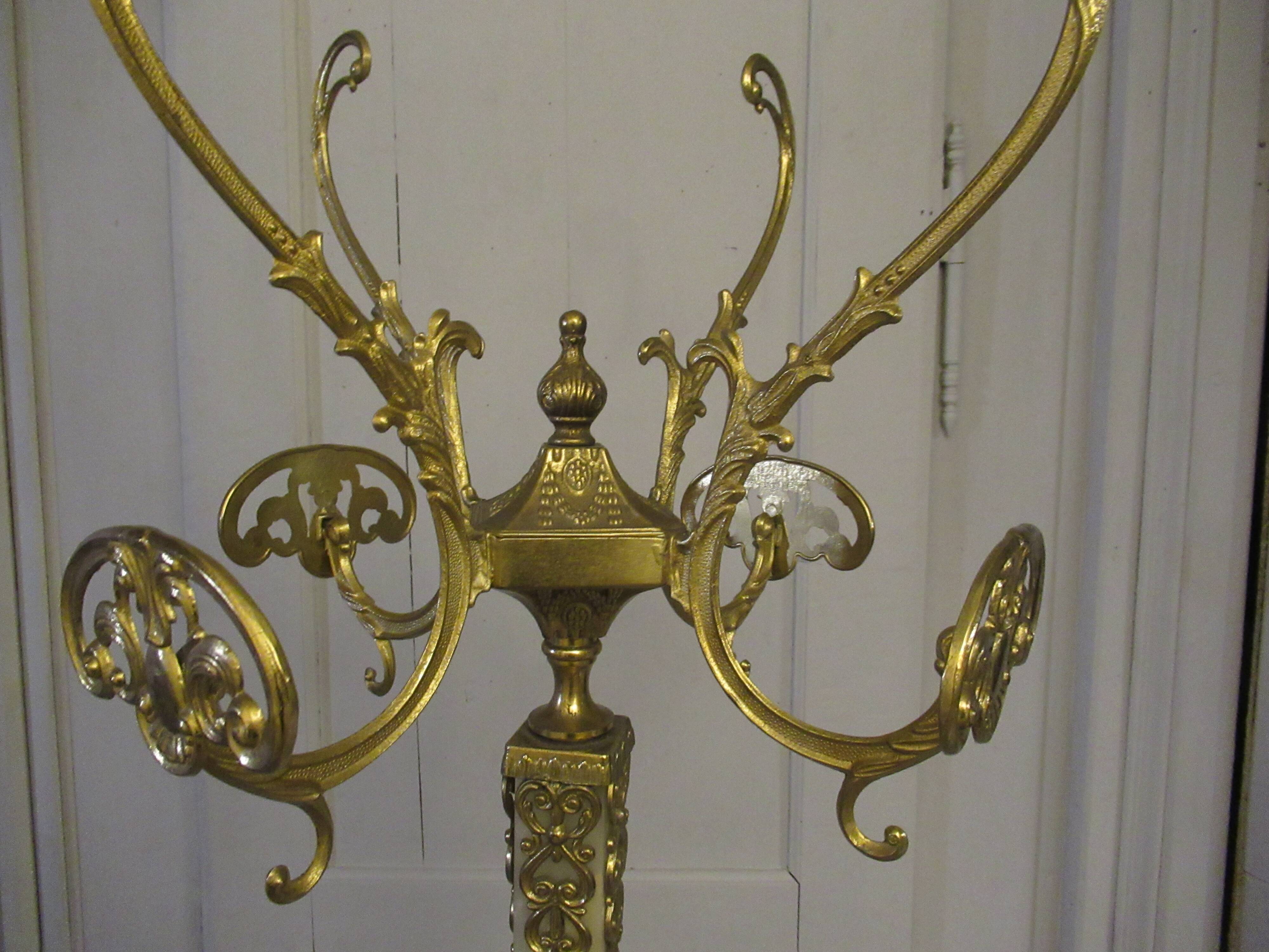 Standing coat rack in italian marble and vintage bronze from the 1960s