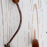 Coat hook double wood and metal