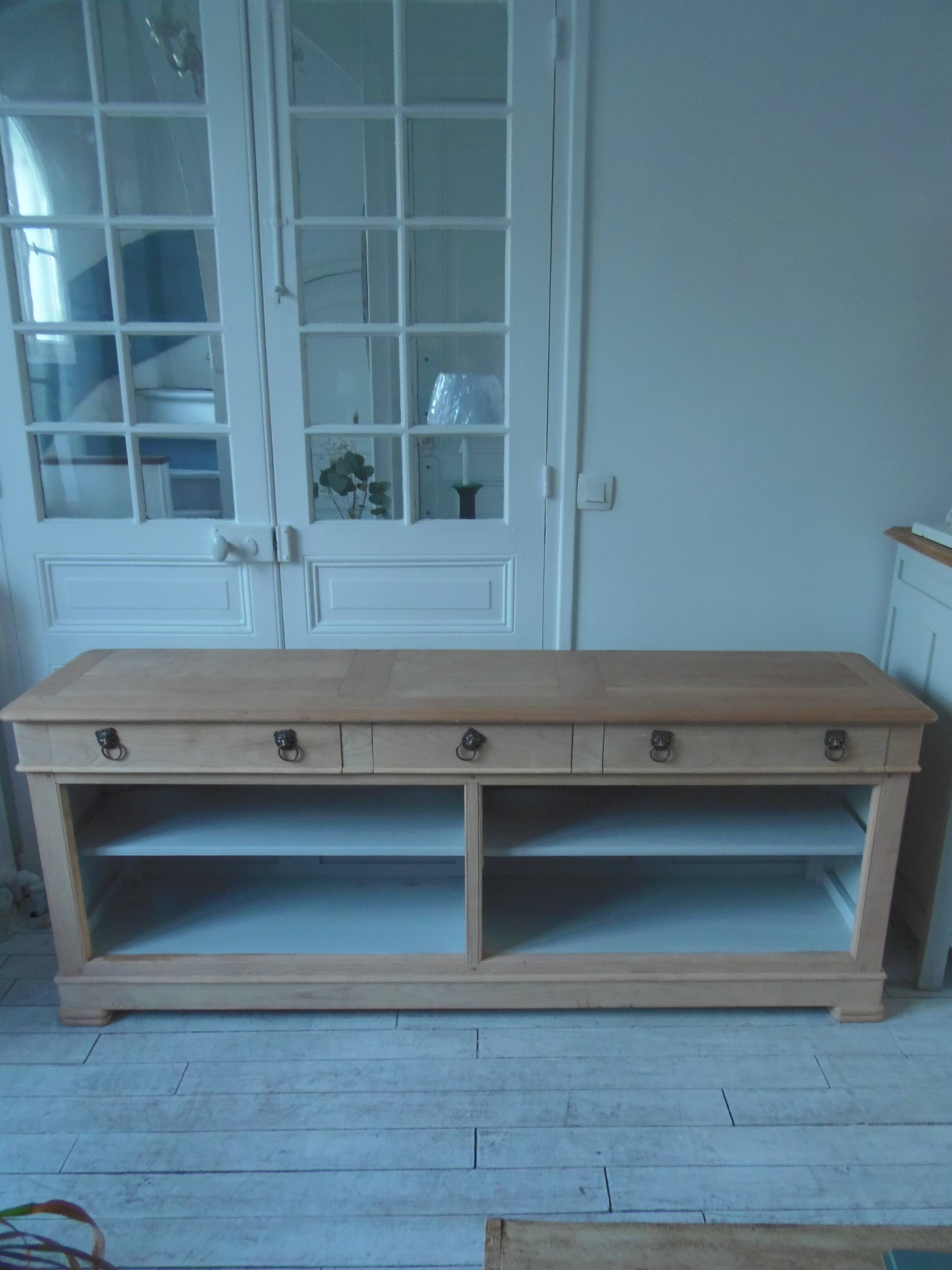 crafted dresser in raw solid wood.