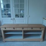 crafted dresser in raw solid wood.